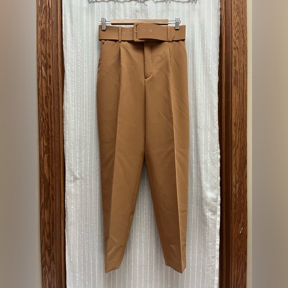 NWT ZARA High Waisted Trousers Belted Pants Blogger Favorite Size S - Picture 6 of 13